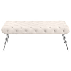 Ella Upholstered Tufted Bench Stainless Steel Legs Ivory - What&