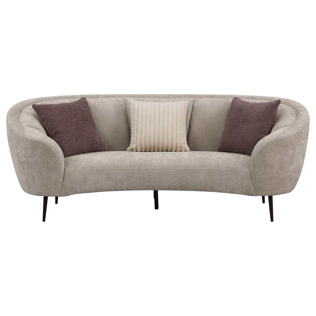 Ellorie Upholstered Channel Back Curved Sofa Beige - What&