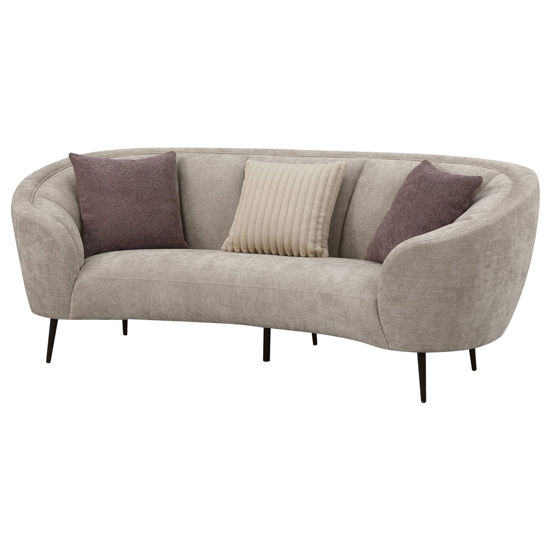 Ellorie Upholstered Channel Back Curved Sofa Beige - What&