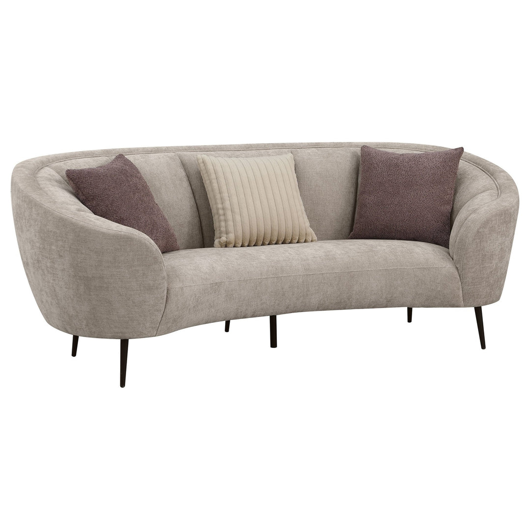 Ellorie Upholstered Channel Back Curved Sofa Beige - What's New Furniture Portland