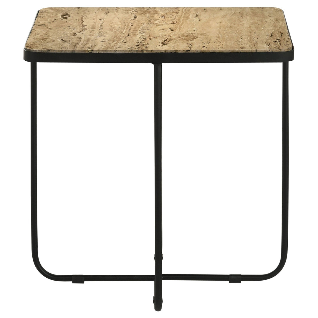 Elyna Square Stone Top Accent Side Table Beige - What&