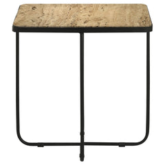 Elyna Square Stone Top Accent Side Table Beige - What&