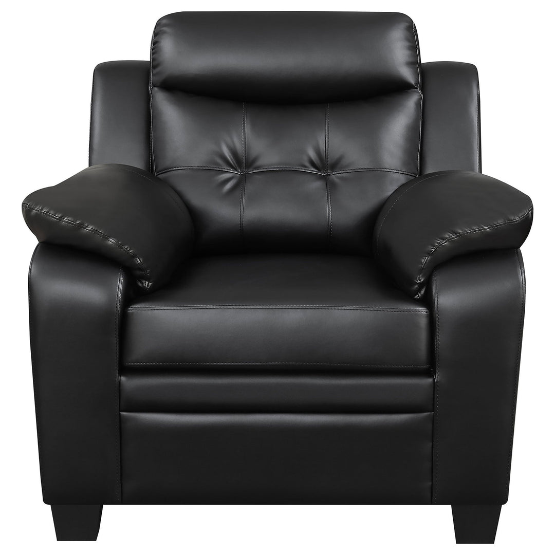 Finley Upholstered Padded Arm Tufted Accent Chair Black - What&