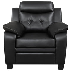 Finley Upholstered Padded Arm Tufted Accent Chair Black - What&