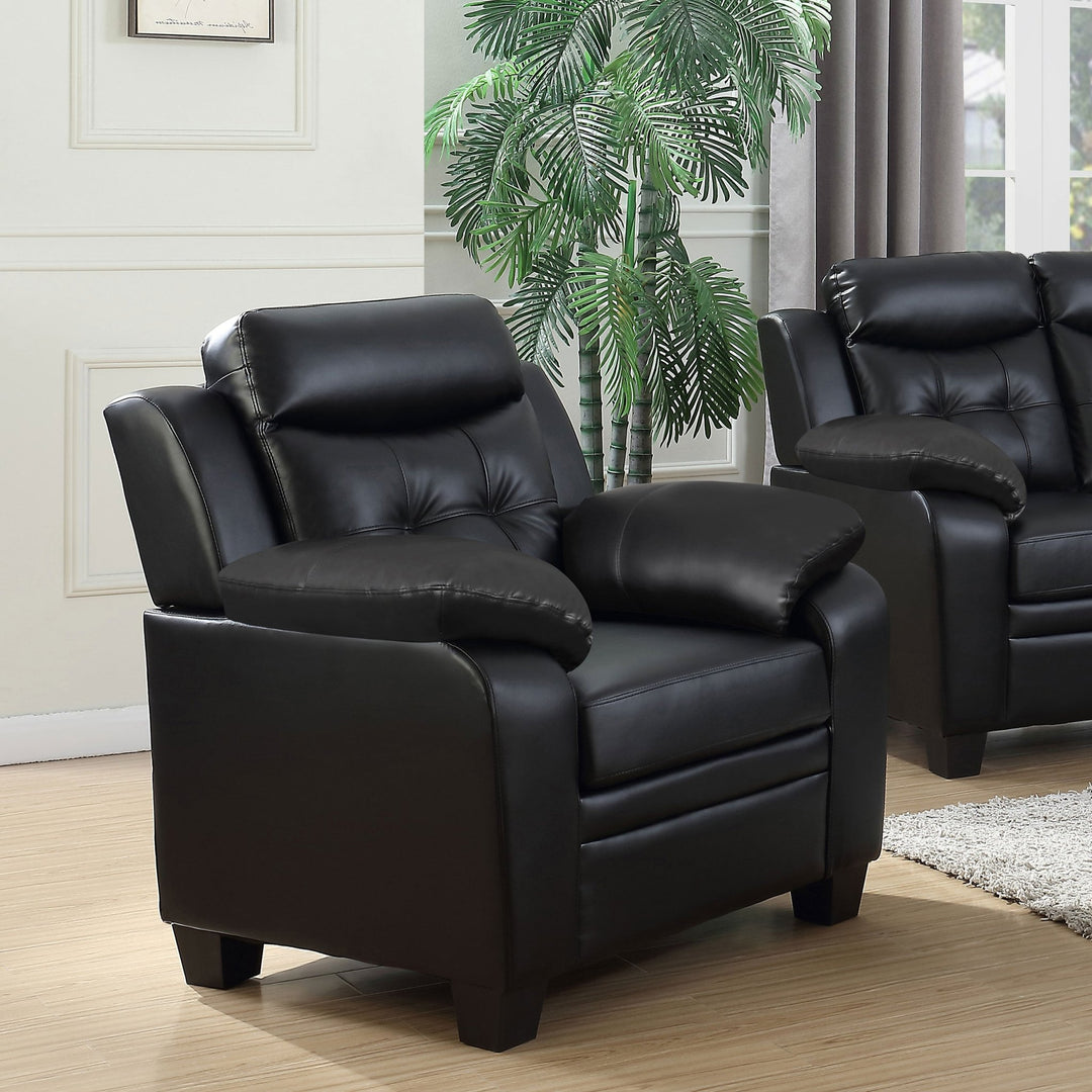Finley Upholstered Padded Arm Tufted Accent Chair Black - What&