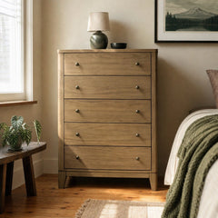 Granada 5 Drawer Bedroom Chest Of Drawers Natural Pine styled in Portland Sellwood cottage living room - What&