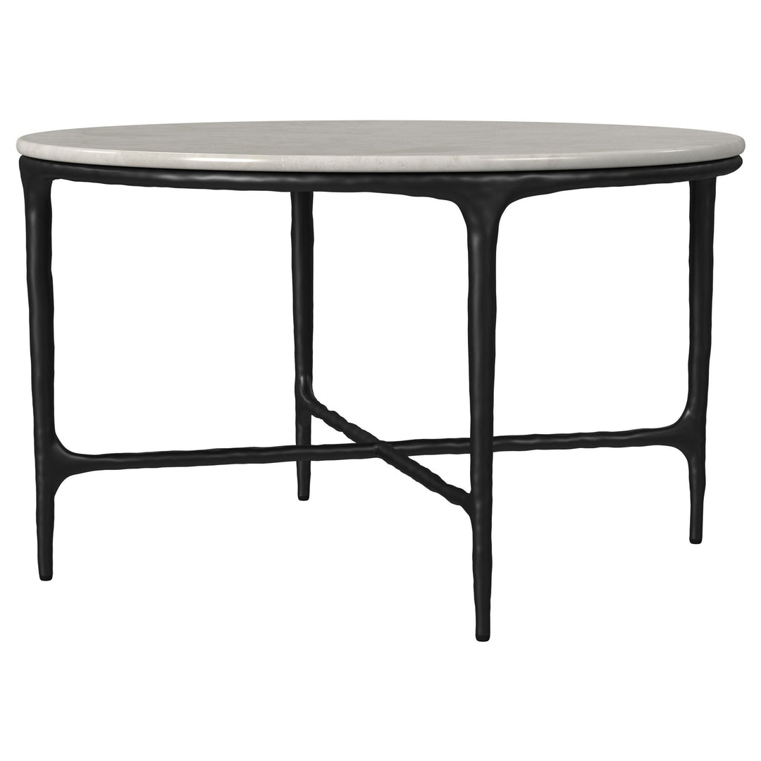 Hermas Round Genuine Marble Top Metal Coffee Table White - What&