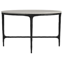 Hermas Round Genuine Marble Top Metal Coffee Table White - What&