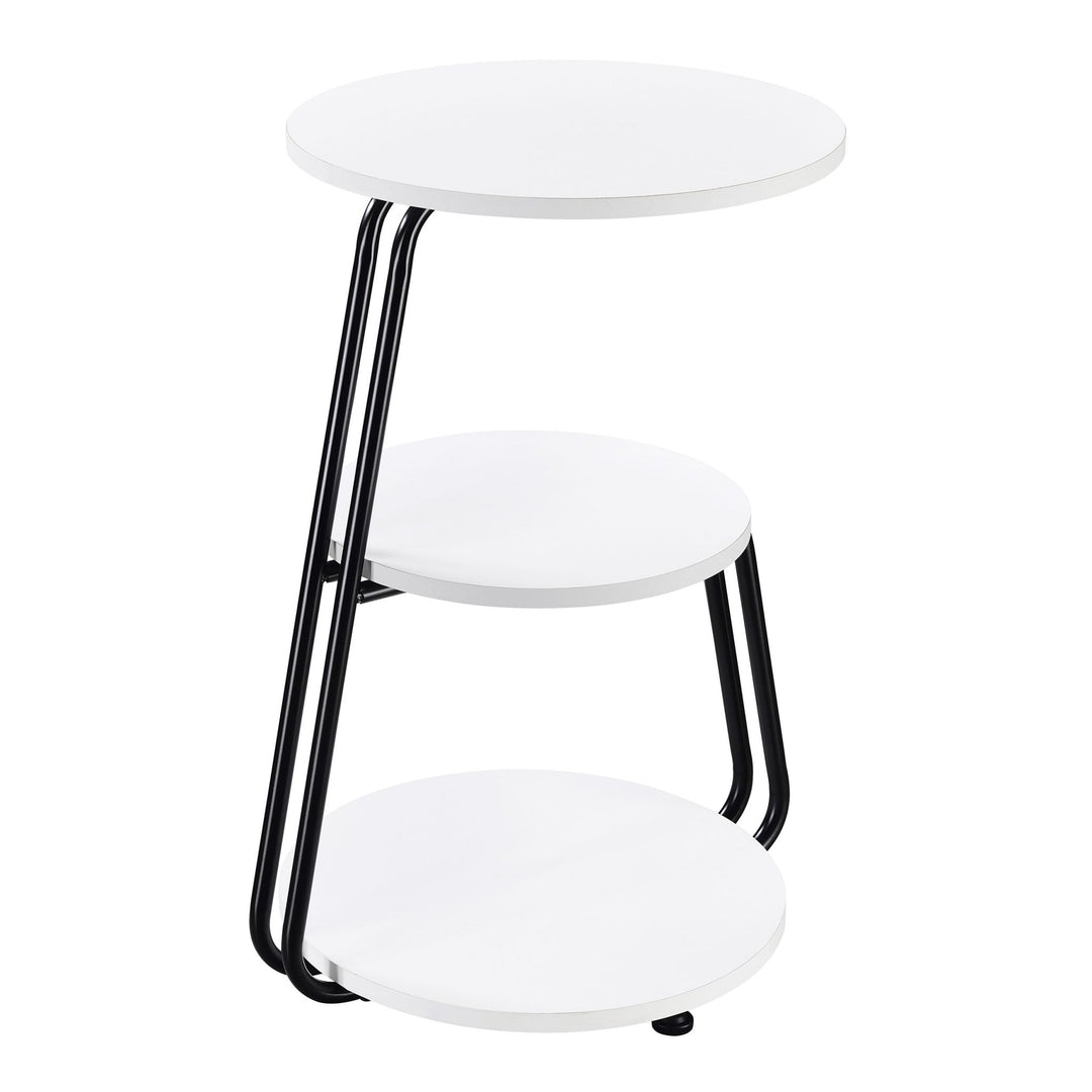 Hilly 3-tier Round Accent Side Table White and Black - What&