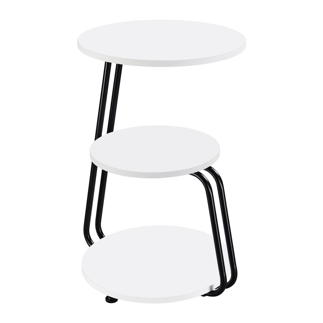 Hilly 3-tier Round Accent Side Table White and Black - What&