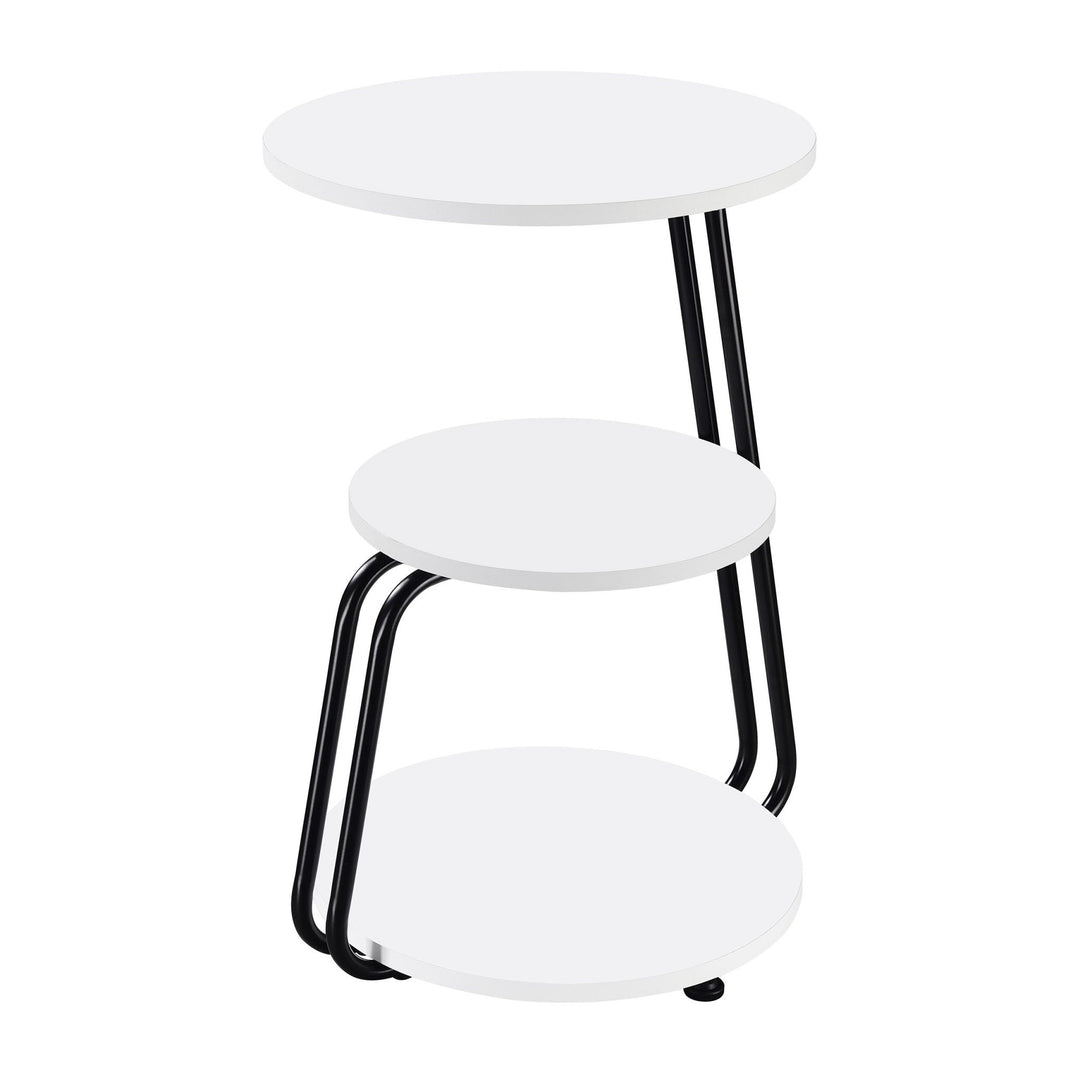 Hilly 3-tier Round Accent Side Table White and Black - What's New Furniture Portland