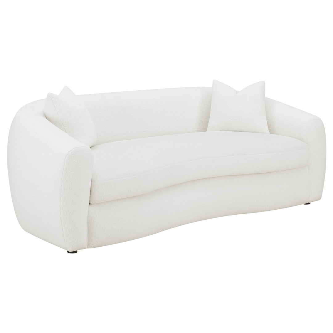 Isabella Faux Sheepskin Upholstered Sofa Natural - What's New Furniture Portland