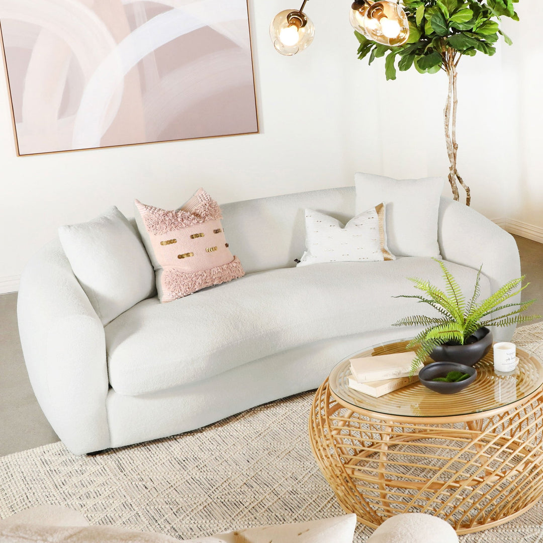 Isabella Faux Sheepskin Upholstered Sofa Natural - What&