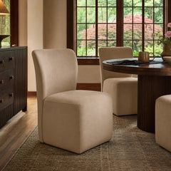 Jaelynn Upholstered Parsons Dining Side Chair Tan Set Of 2 styled in Portland Laurelhurst Tudor cottage living room - What&