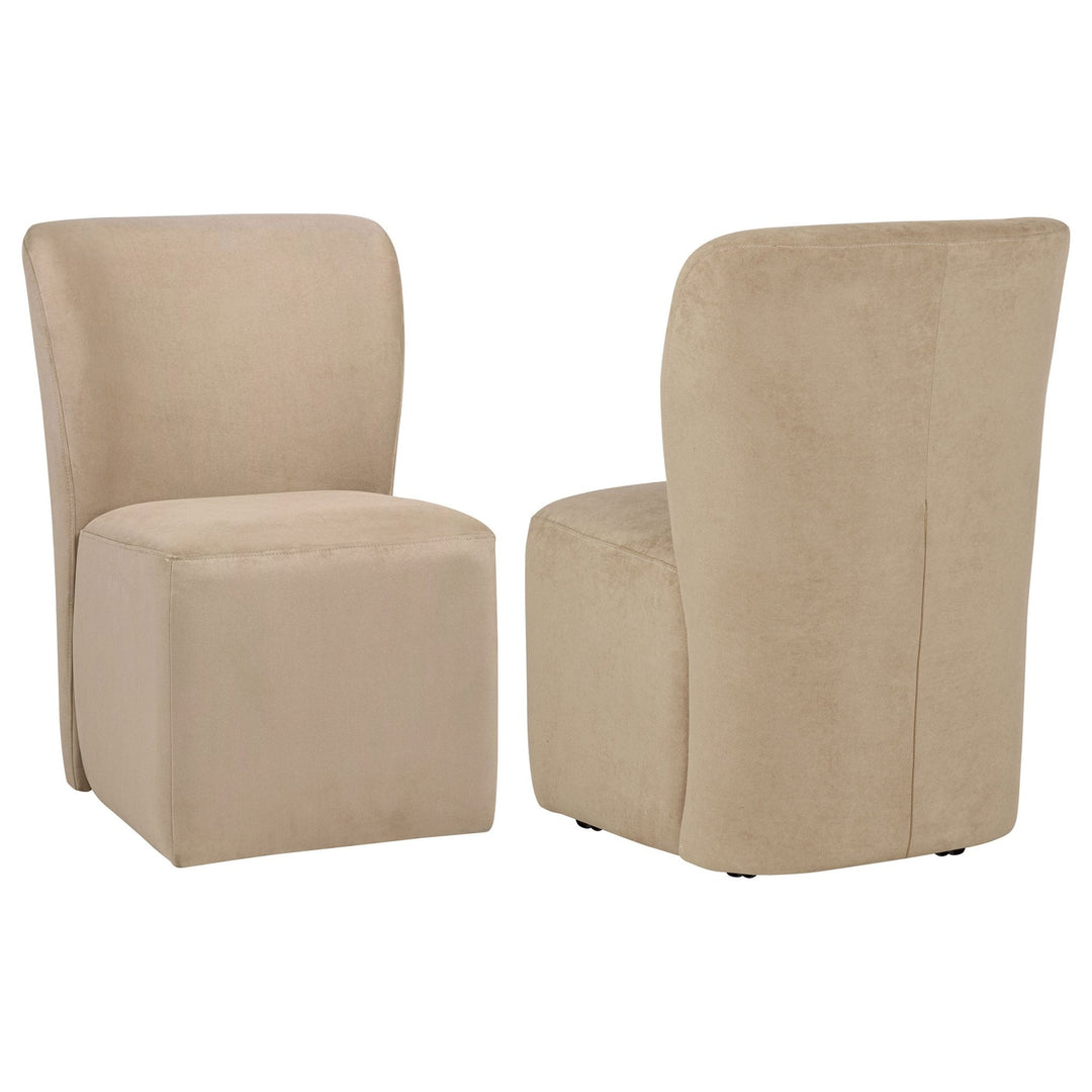 Jaelynn Upholstered Parsons Dining Side Chair Tan (Set of 2) - What's New Furniture Portland