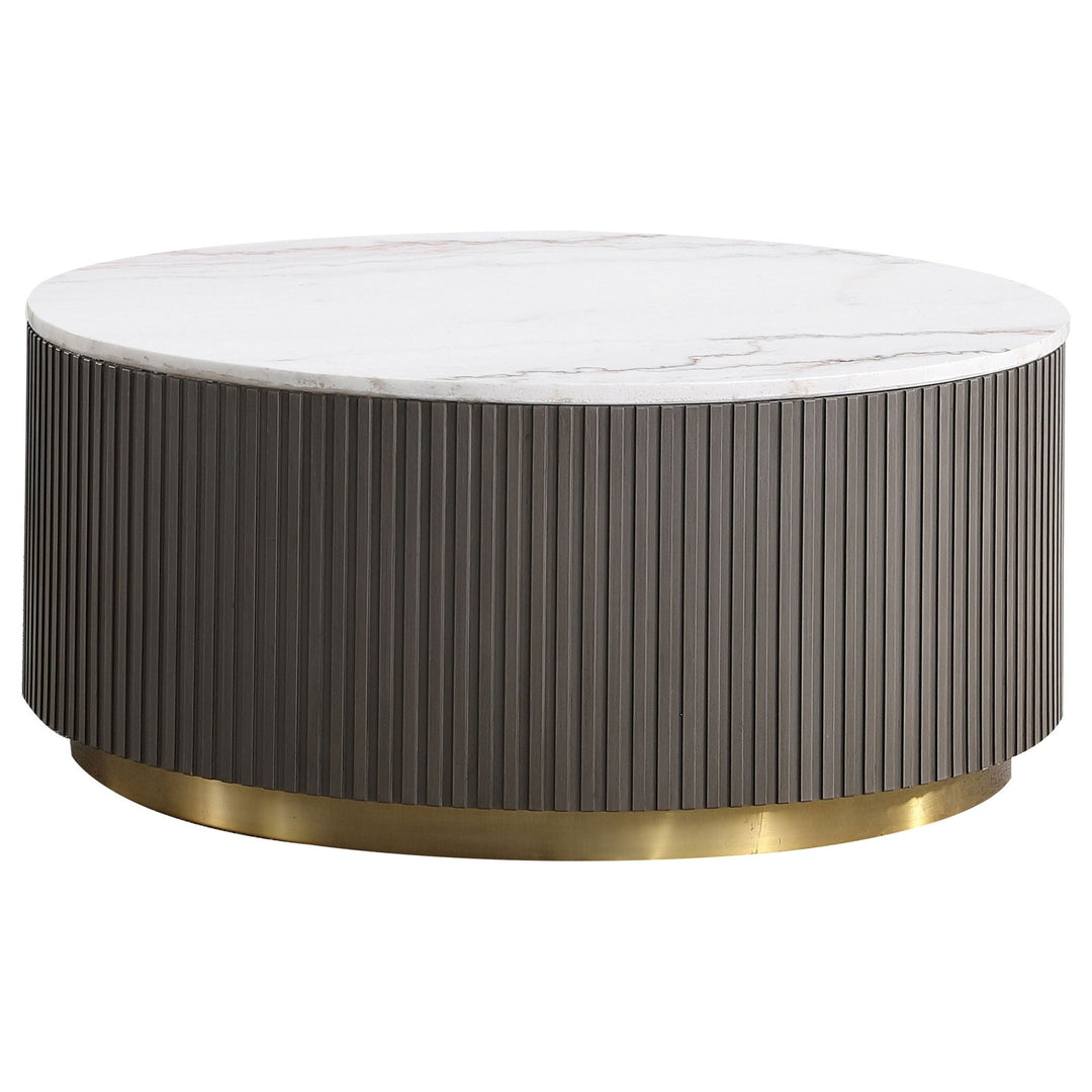 Jason 2-piece Round White Marble Coffee Table Set Charcoal - What&