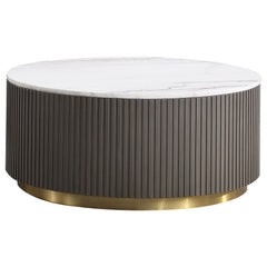 Jason 2-piece Round White Marble Coffee Table Set Charcoal - What&