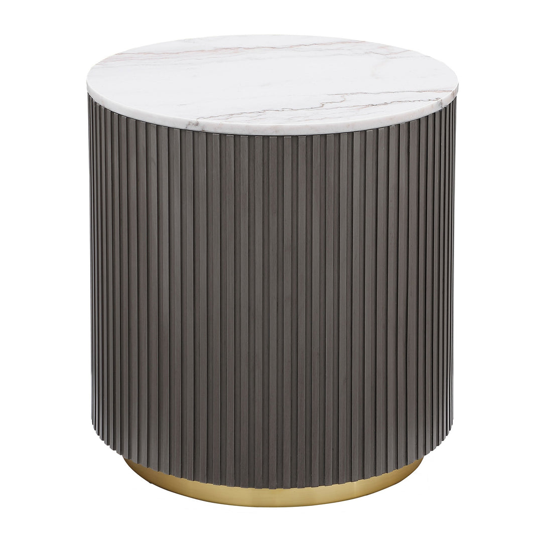 Jason Round White Marble Top Side End Table Charcoal - What&