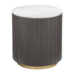 Jason Round White Marble Top Side End Table Charcoal - What&