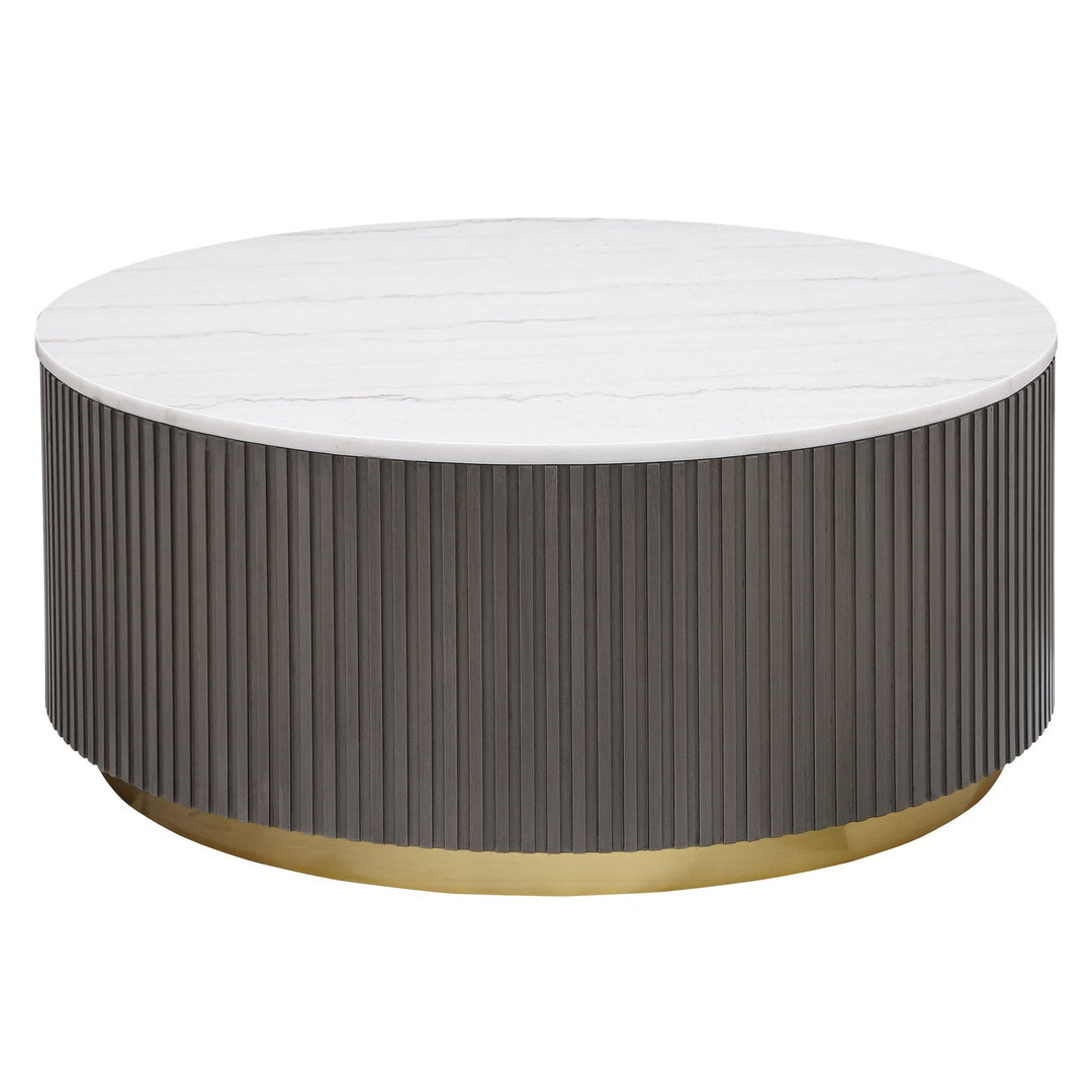 Jason Round White Marble Top Coffee Table Charcoal - What's New Furniture Portland
