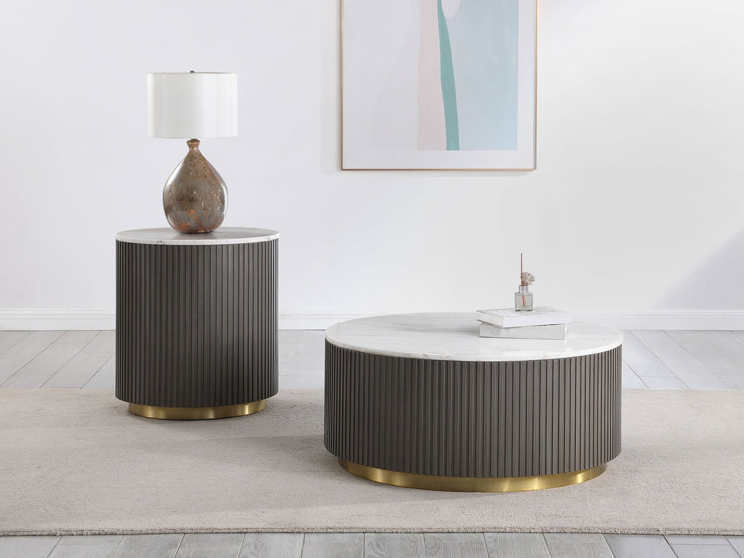 Jason Round White Marble Top Coffee Table Charcoal - What&
