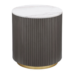 Jason Round White Marble Top Side End Table Charcoal - What&