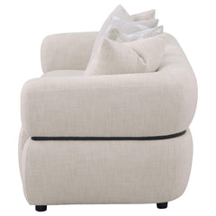 Jeanette 84-inch Fabric Upholstered Round Arm Sofa Beige - What&
