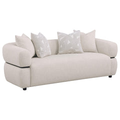 Jeanette 84-inch Fabric Upholstered Round Arm Sofa Beige - What&