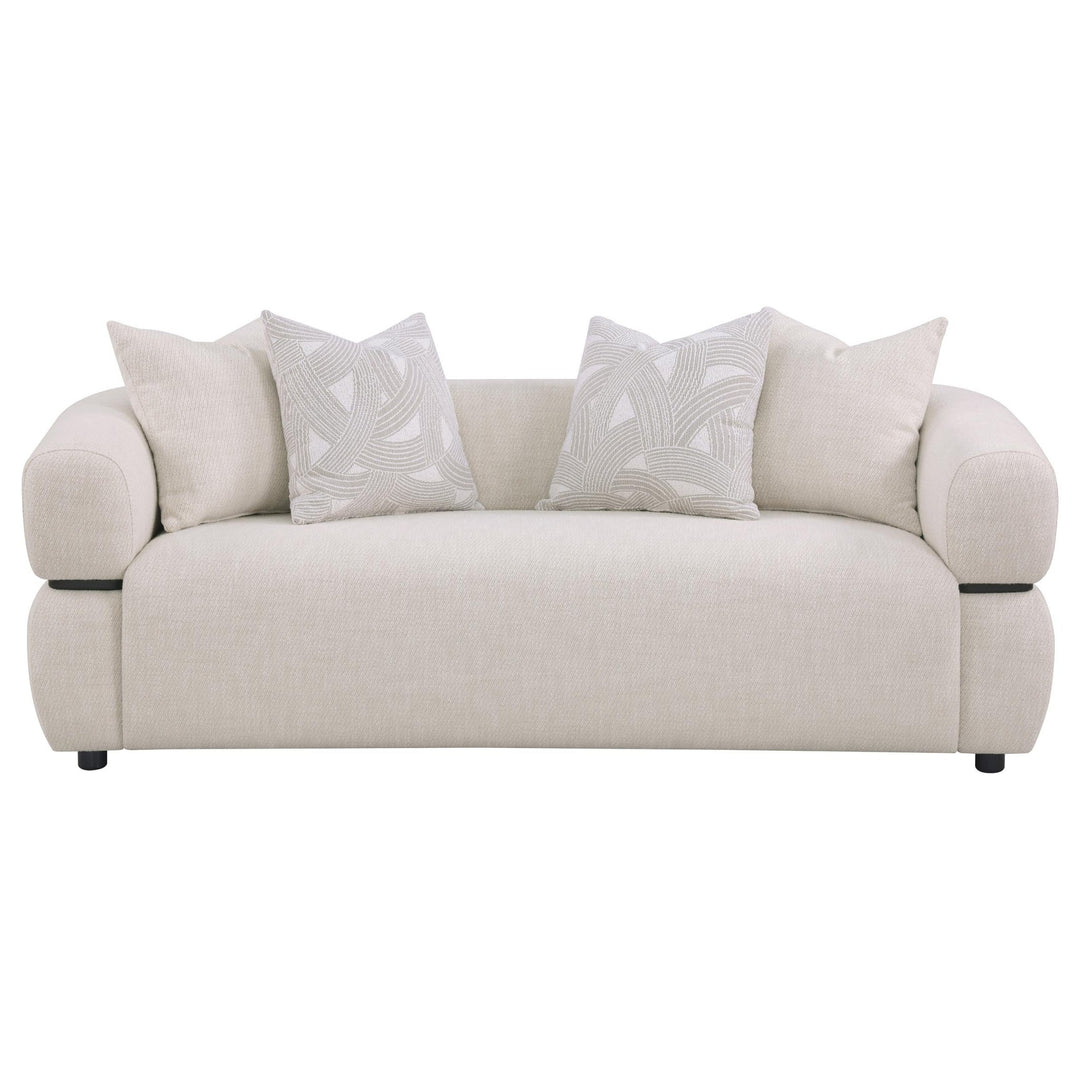 Jeanette 84-inch Fabric Upholstered Round Arm Sofa Beige - What&