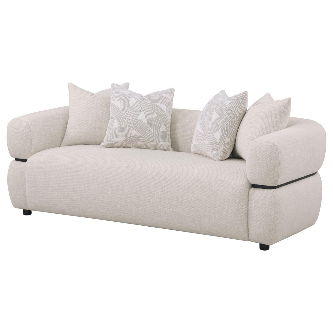 Jeanette 84-inch Fabric Upholstered Round Arm Sofa Beige - What&