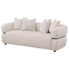 Jeanette 84-inch Fabric Upholstered Round Arm Sofa Beige - What&