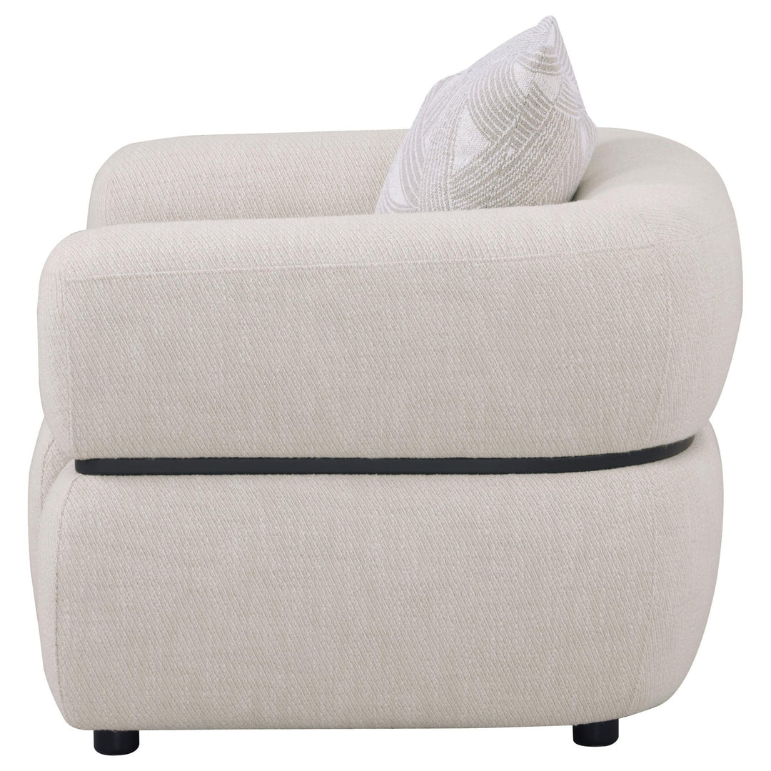 Jeanette Fabric Upholstered Round Arm Accent Chair Beige - What&