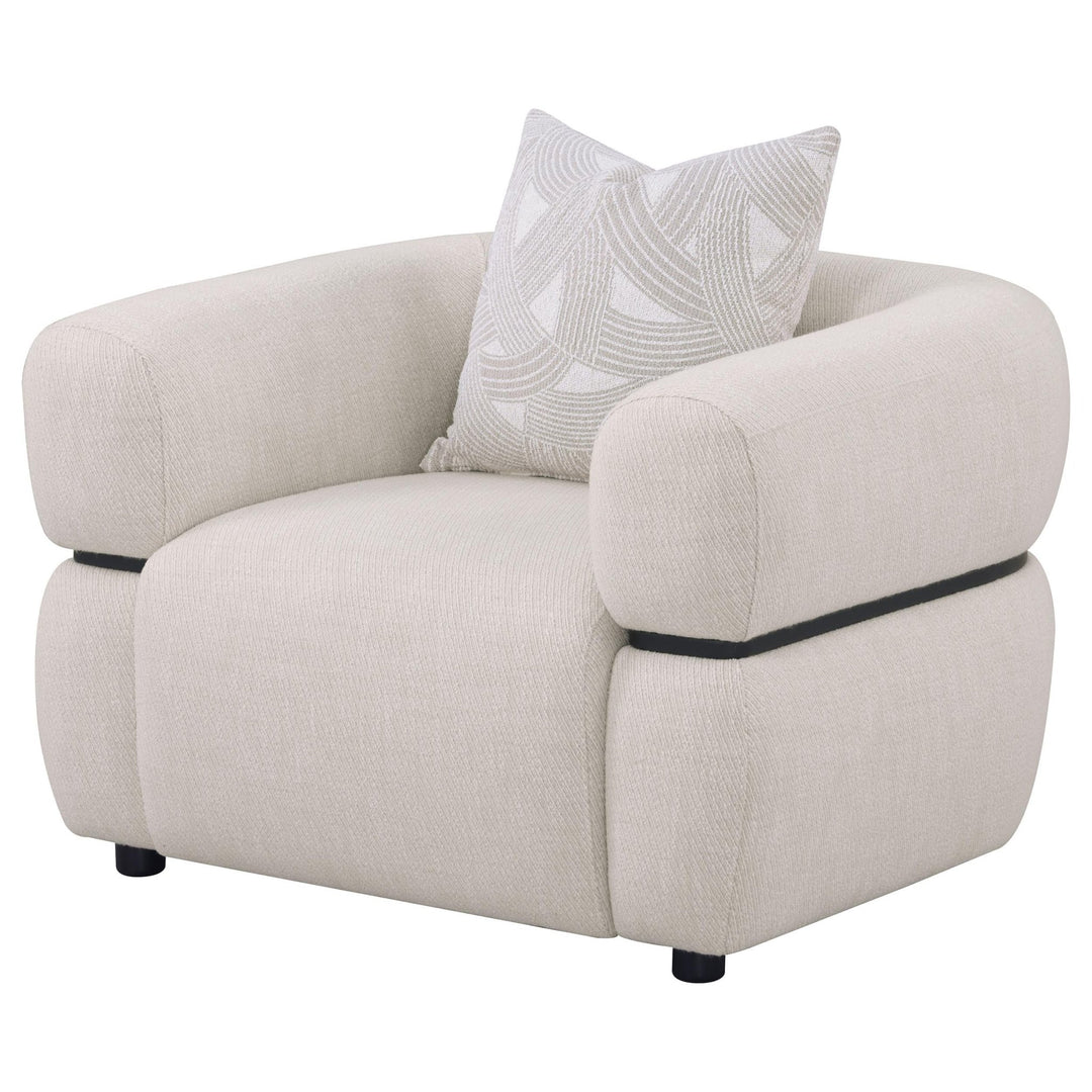 Jeanette Fabric Upholstered Round Arm Accent Chair Beige - What&
