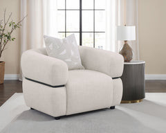 Jeanette Fabric Upholstered Round Arm Accent Chair Beige - What&
