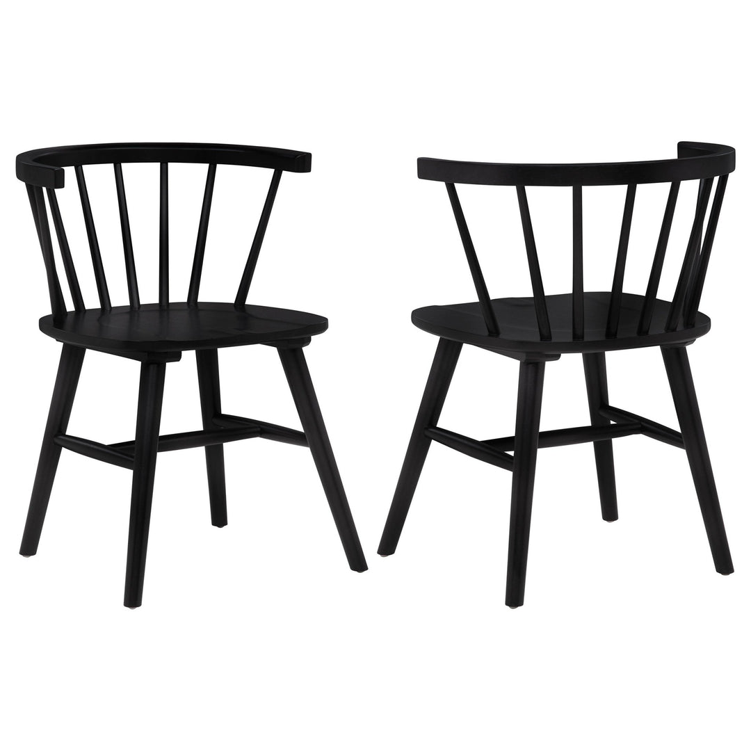 Jeffries Windsor Wood Dining Side Chair Black (Set of 2) - What's New Furniture Portland