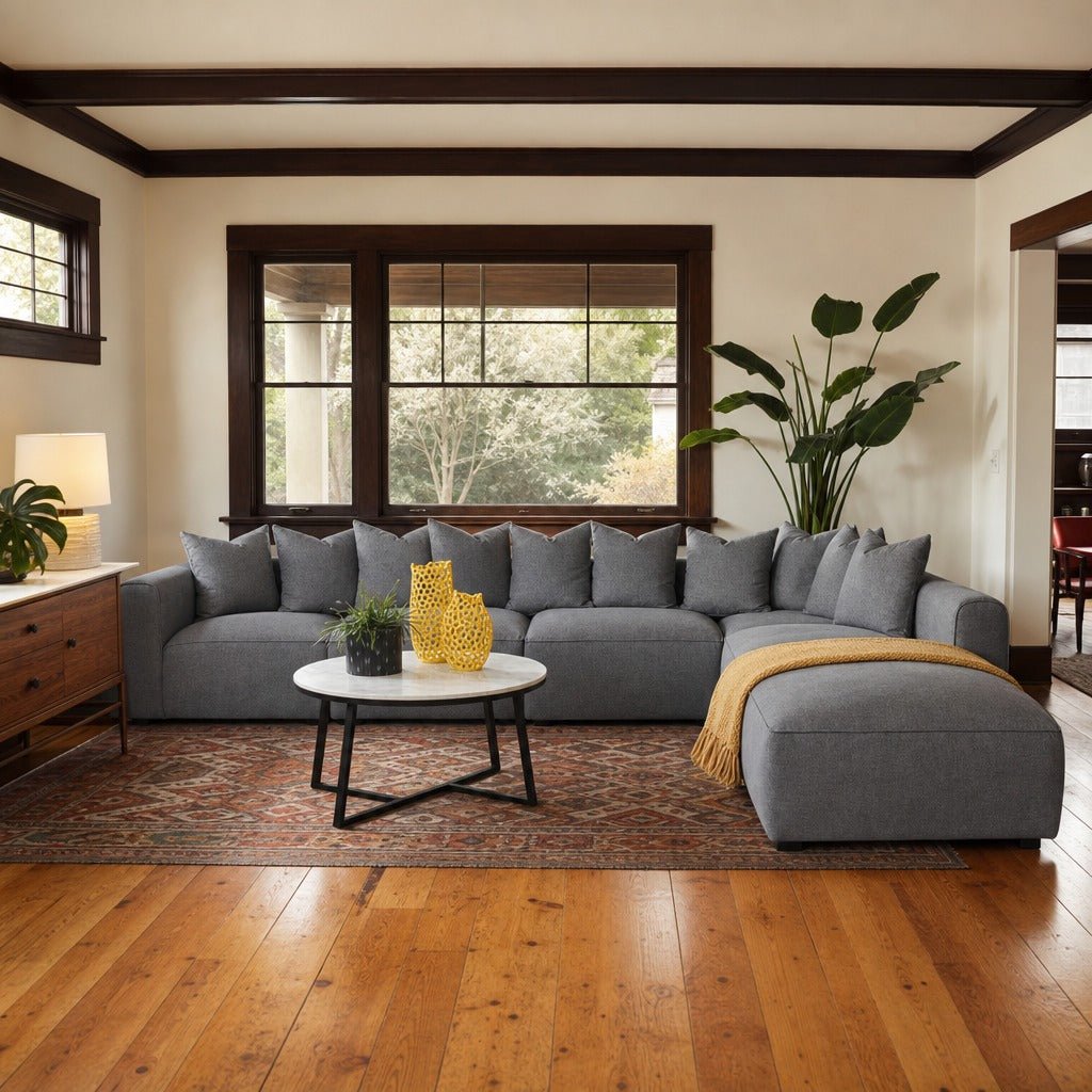 Jennifer 6 Piece Upholstered Modular Sectional Grey styled in Portland Ladd&