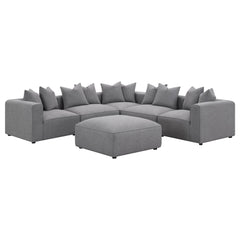 Jennifer Square Upholstered Ottoman Grey - What&