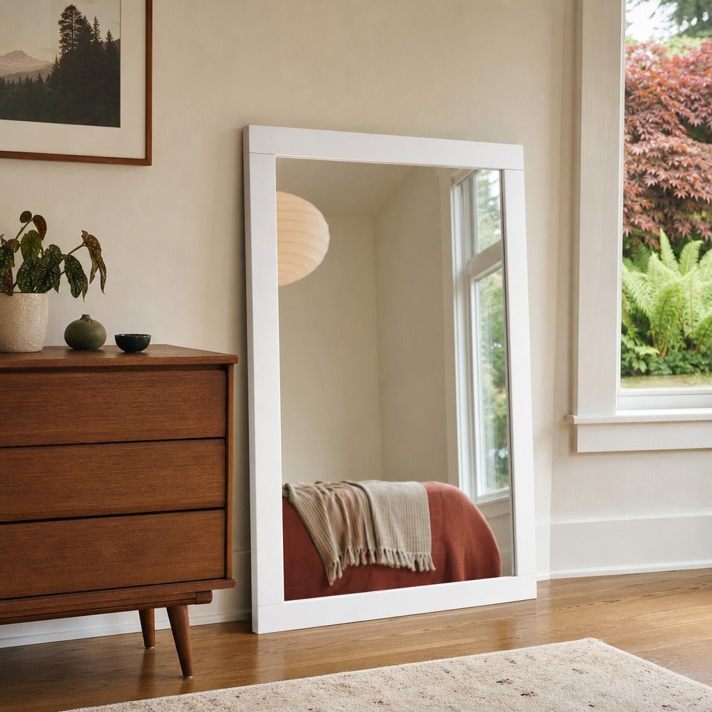 Jessica Dresser Mirror Snow White styled in Portland Montavilla cottage living room - What&