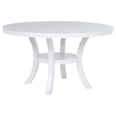 Judd 54-inch Round Dining Wood Table with Shelf Pearl White - What&