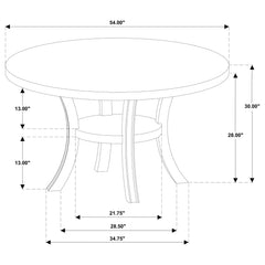 Judd 54-inch Round Dining Wood Table with Shelf Pearl White - What&