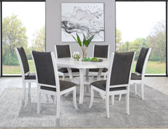 Judd 54-inch Round Dining Wood Table with Shelf Pearl White - What&