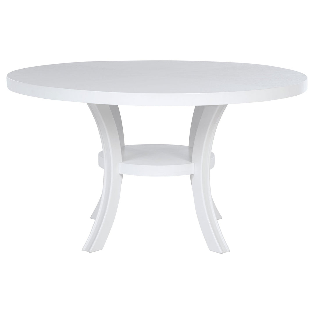 Judd 54-inch Round Dining Wood Table with Shelf Pearl White - What&