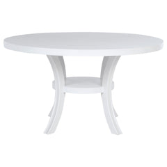 Judd 54-inch Round Dining Wood Table with Shelf Pearl White - What&