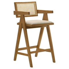 Kane Woven Rattan Wood Bar Chair Light Walnut (Set of 2) - What&