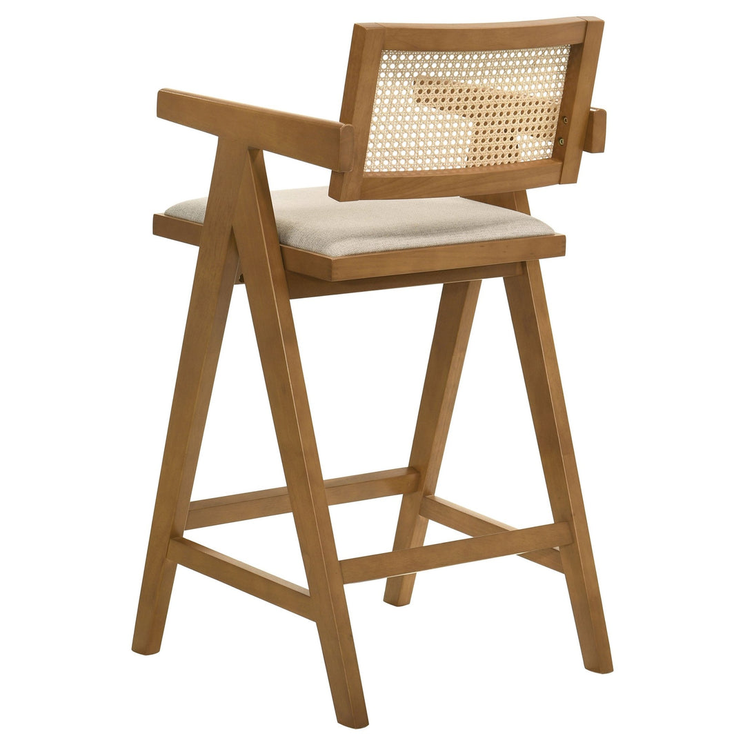 Kane Woven Rattan Wood Bar Chair Light Walnut (Set of 2) - What&