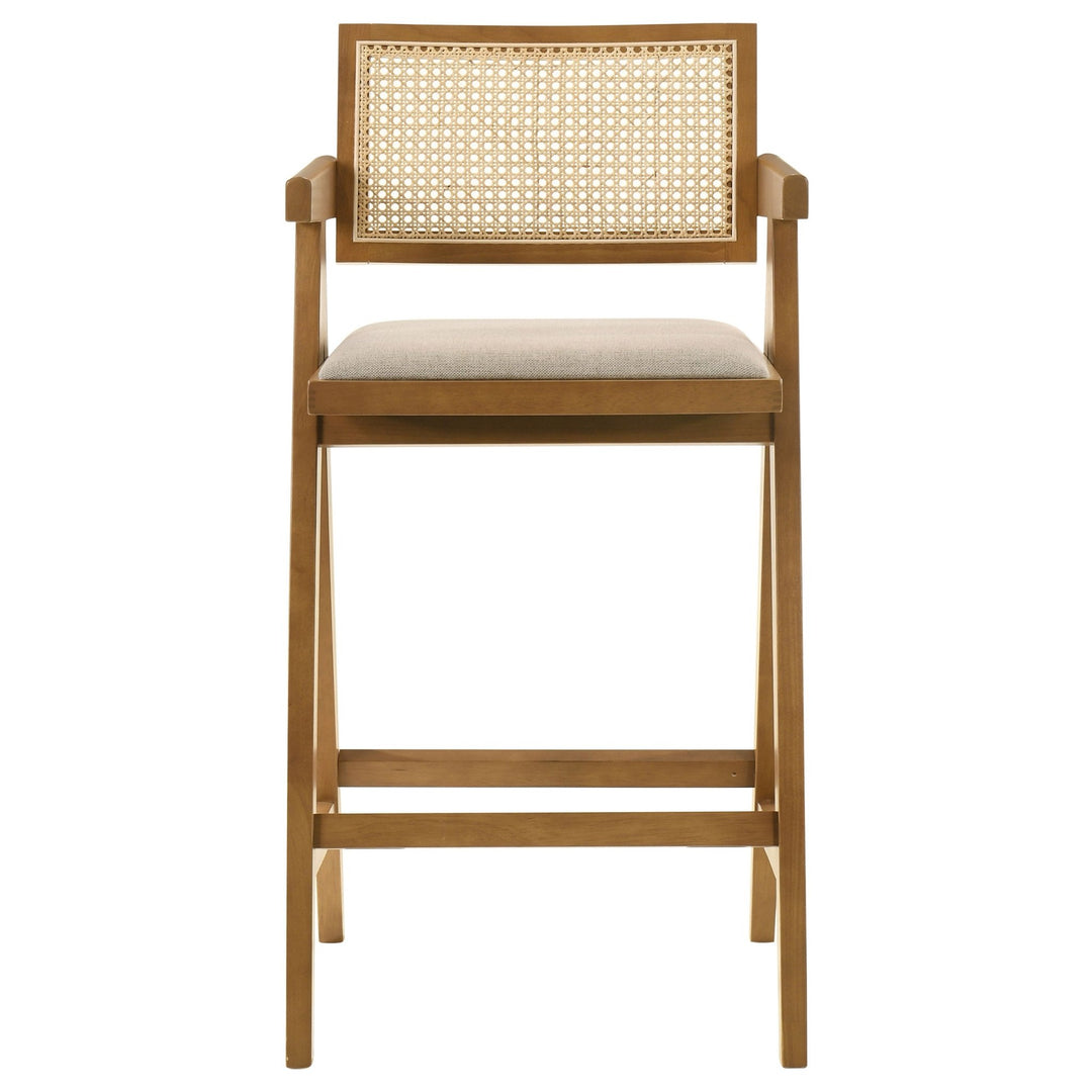 Kane Woven Rattan Wood Bar Chair Light Walnut (Set of 2) - What&