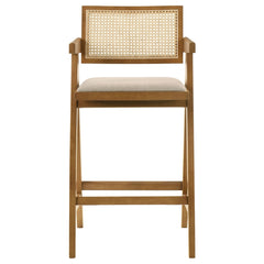 Kane Woven Rattan Wood Bar Chair Light Walnut (Set of 2) - What&