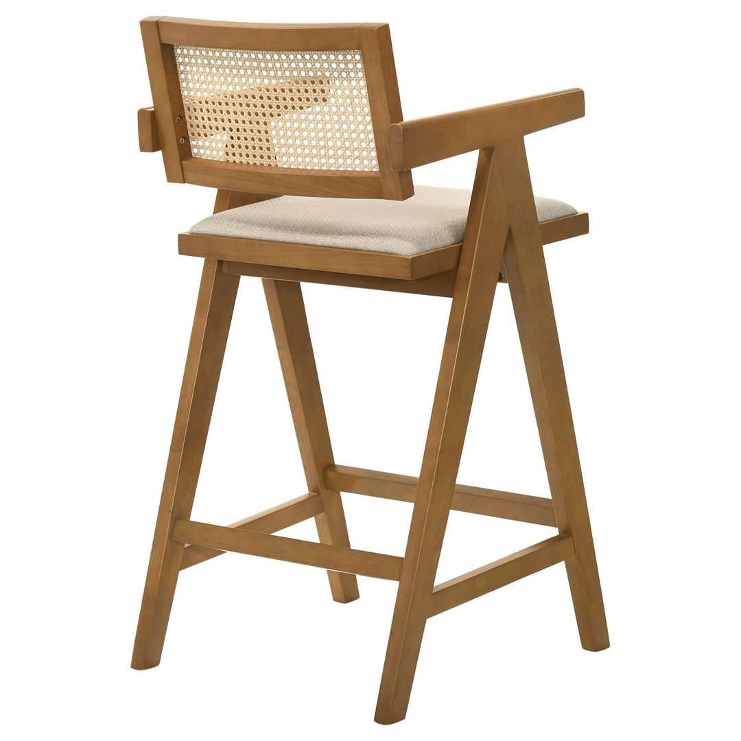 Kane Woven Rattan Wood Bar Chair Light Walnut (Set of 2) - What&