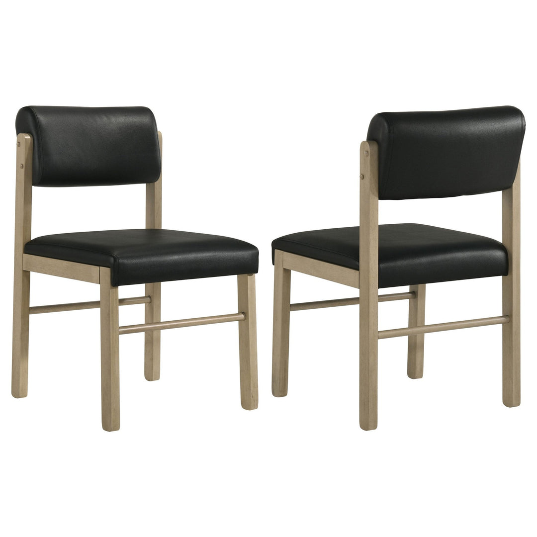 Kehoe dining chairs in black leatherette and natural oak, pair view - What&