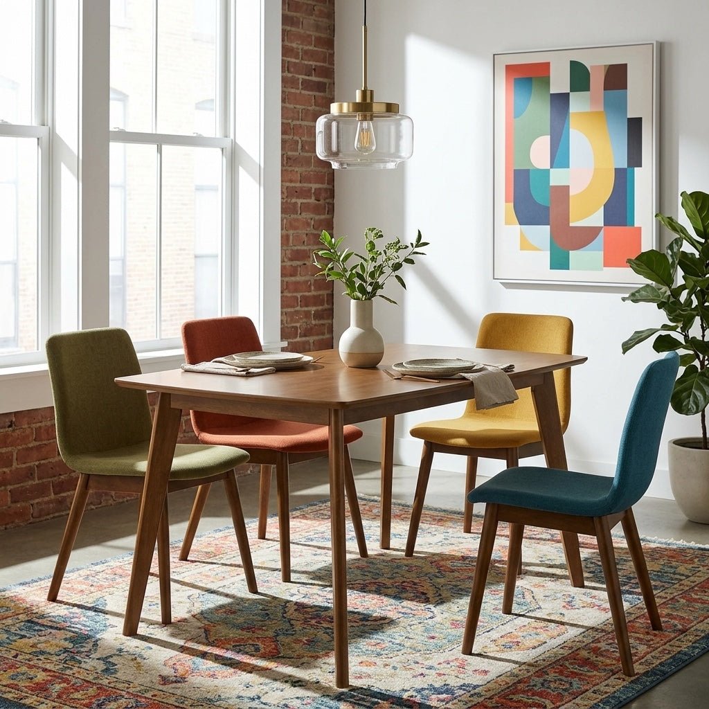 Kersey Dining Table styled in a bright Portland mid-century modern dining room - Whats New Furniture